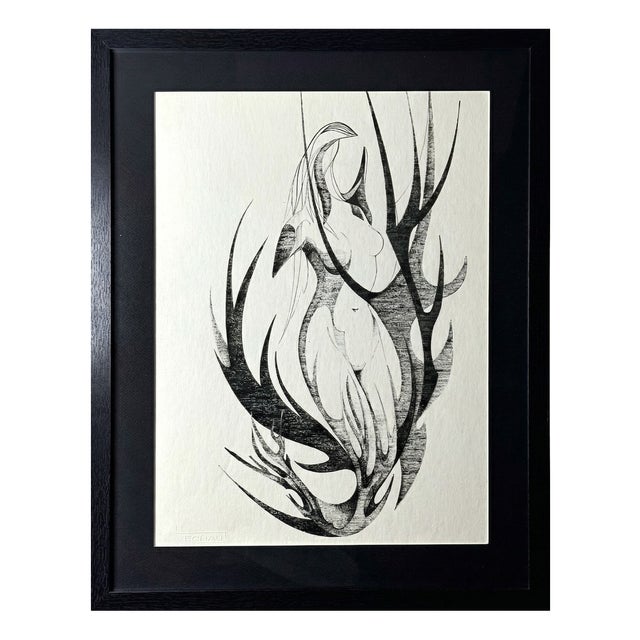 Eugène Eechaut, Composition, Original Ink Drawing, 1969, Framed For Sale