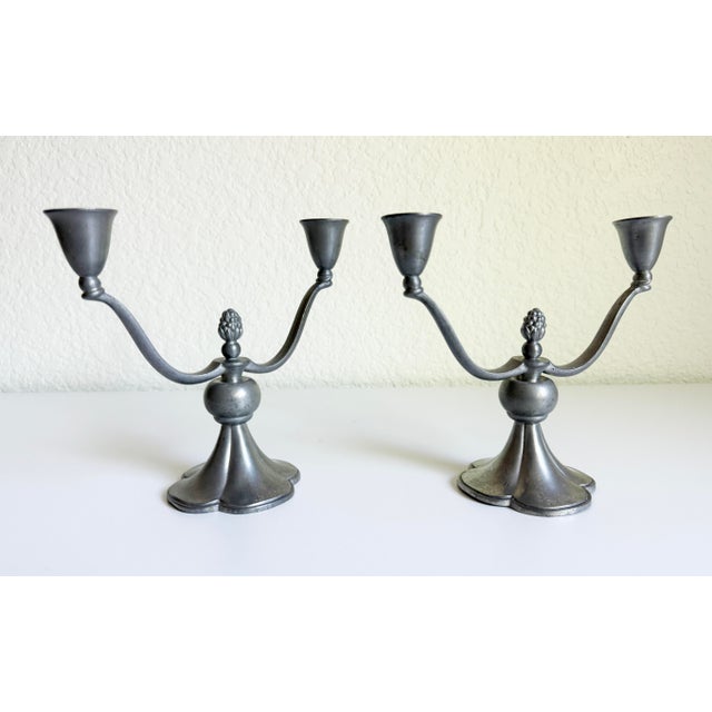 Just Andersen Pewter Candlesticks, Denmark, 1930s For Sale - Image 13 of 16