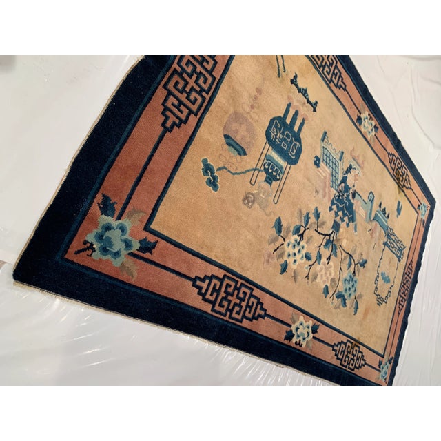 1930s Beige Color Hand Knotted Chinese Art Deco 3'11'' X 6'3'' For Sale - Image 4 of 10