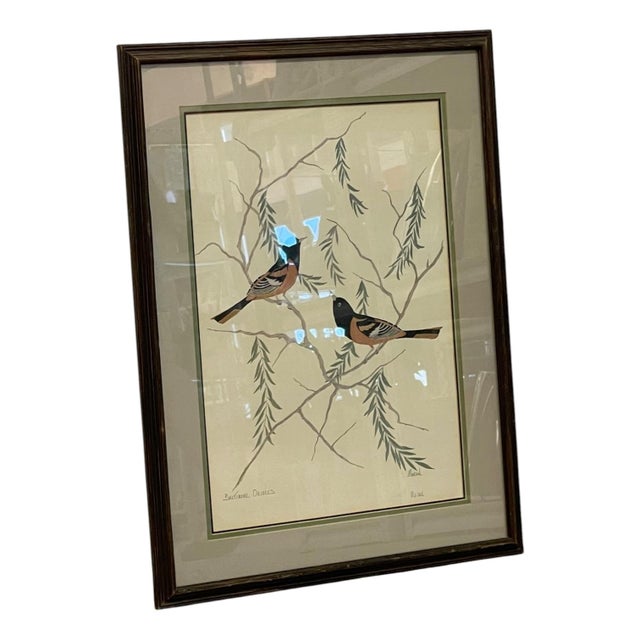Traditional Vintage Signed Baltimore Orioles Bird Painting - Framed Wildlife Artwork. For Sale - Image 3 of 10