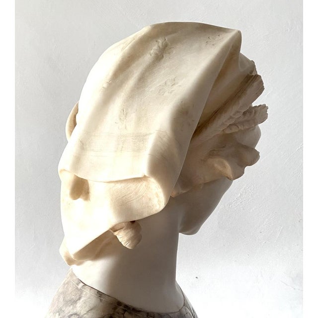 Italian Artist, Large Bust of a Girl, 20th Century, Marble For Sale - Image 3 of 9