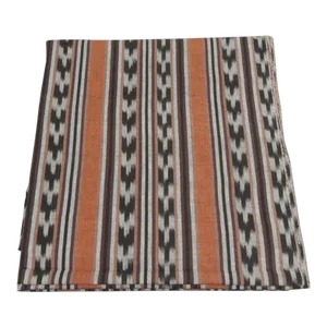 Rust and Black Large Pattern Ikat Woven Fabric From Guatemala