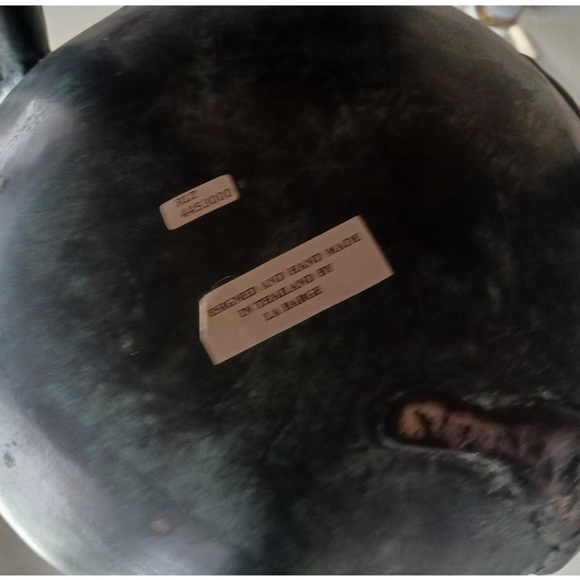 Mid-Century Modern Mid-Century La Barge Bronze & Verdigris Globe Tripod Accent Table For Sale - Image 3 of 4