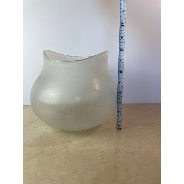 Transparent Vintage Murano-Style Scavo Crystaline Finish Glass Vase, Organic Freeform For Sale - Image 8 of 9