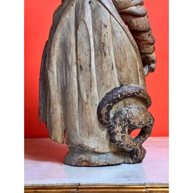 Spanish Artist, Gothic Carved Figure of Saint Margaret of Antioch, 16th Century, Wood For Sale - Image 8 of 9