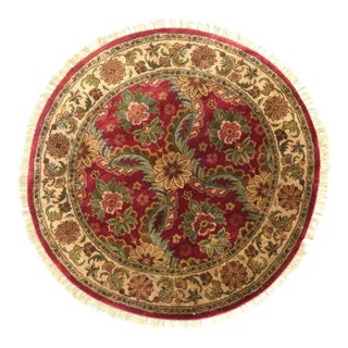 1990s Round Indian Mughal Area Rug 4x4 For Sale