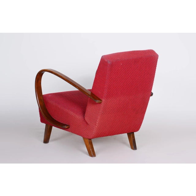 Wood Czechia Red Lounge Chair in Art Deco Style, 1930s For Sale - Image 7 of 8
