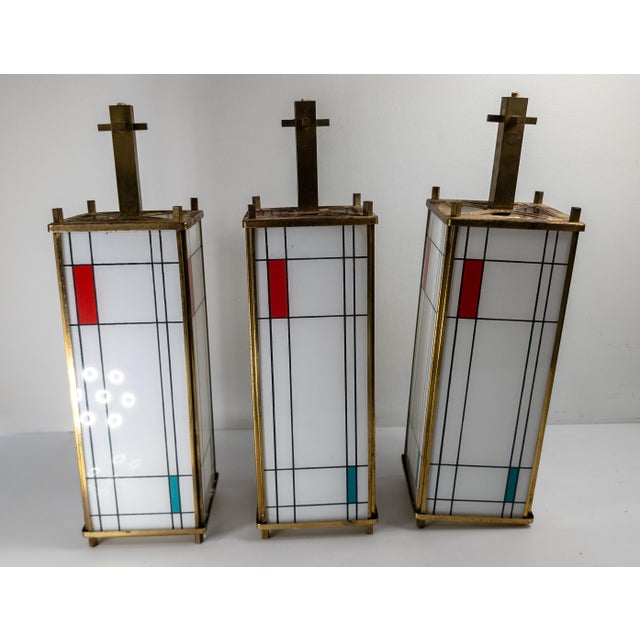 20th Century Modern Pendant Lamp Shades in De-Stijl Style After Piet Mondrian - Set of 3 For Sale - Image 4 of 18
