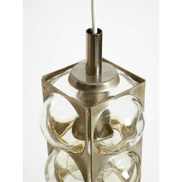 Vintage Space Age Pendant Lamp in Glass and Nickel-Plated Metal by Temde, 1960s For Sale - Image 17 of 18