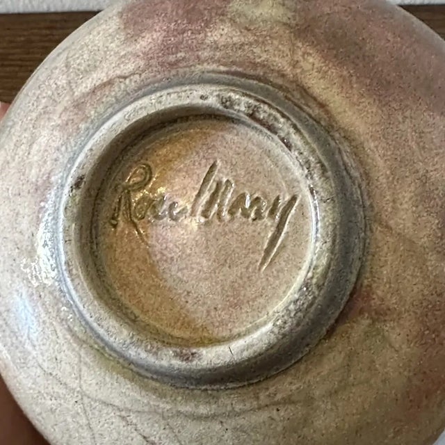 Vintage Hand Thrown Pottery Vase in Pink Raku Glaze For Sale - Image 4 of 4