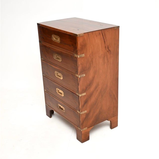 Antique Military Campaign Yew Wood Chest of Drawers, 1930s For Sale - Image 6 of 11