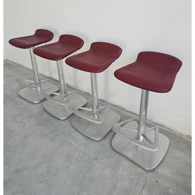Brown Postmodern Bar Stools attributed to Indecasa attributed to Joan Casas, Spain, 1980s, Set of 4 For Sale - Image 8 of 13