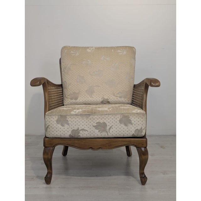 Cream Chippendale-Style Lounge Chair with Rattan, 1965 For Sale - Image 8 of 17