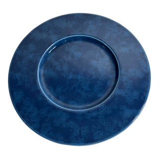 1990s Christofle Blue Marble Porcelain Service Plate - Set of 12 For Sale