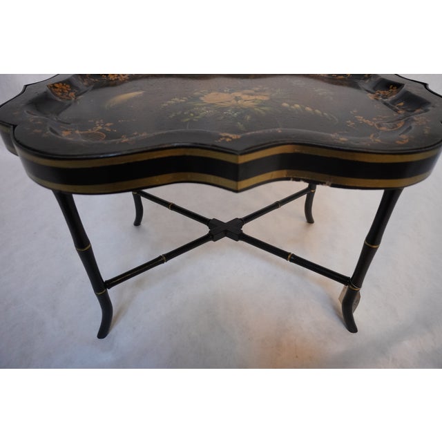 Late 19th Century Regency Black Lacquered Papier-Mache Tray Table For Sale - Image 11 of 16