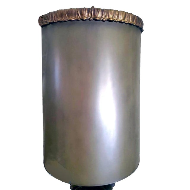 1970s Mid-Century Towering Green Toned Parcel Gilt Empire/Regency Table Lamp For Sale In Palm Springs - Image 6 of 10