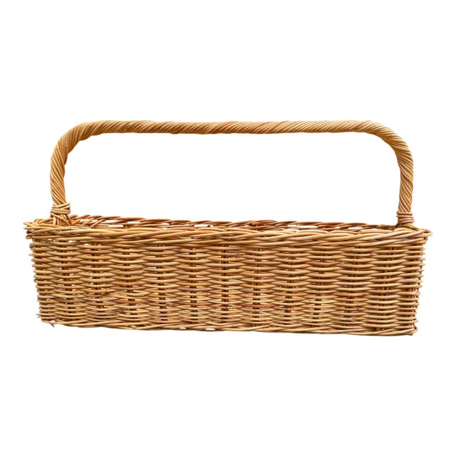 Vintage XXL Handwoven Basket 30" X 16" For Sale