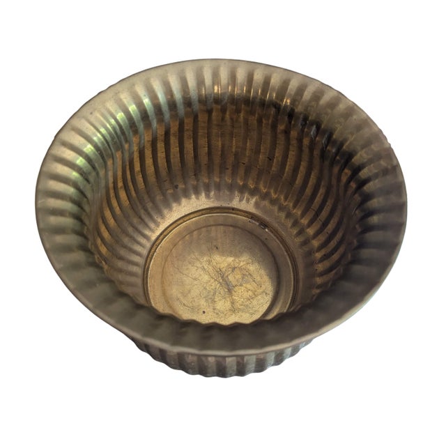 Large Vintage Solid Brass Fluted Cachepot Planter For Sale - Image 4 of 7