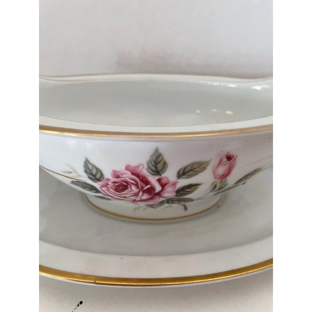 Art Deco Vintage Porcelain Heritage China Hand Painted Gravy Boat From Japan For Sale - Image 3 of 8