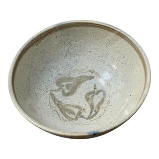 1990s Handmade Ceramic Bowl With Chile Pepper Design — Signed Studio Pottery For Sale