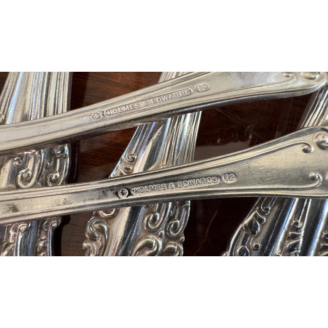 Victorian Antique Holmes & Edwards Silverplate Spoons,,Nassau/Fleur-De-Lis Pattern, Mono S Ornate 11 Pcs For Sale - Image 3 of 15