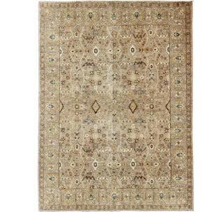Modern Tabriz Design Rug in Camel Background by Keivan Woven Arts For Sale