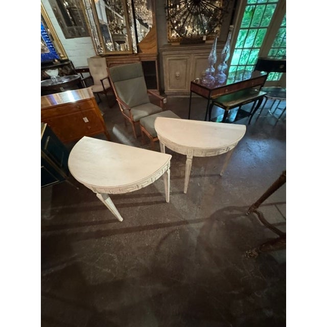 Wood Pair of Swedish Gustavian Painted Consoles For Sale - Image 7 of 7