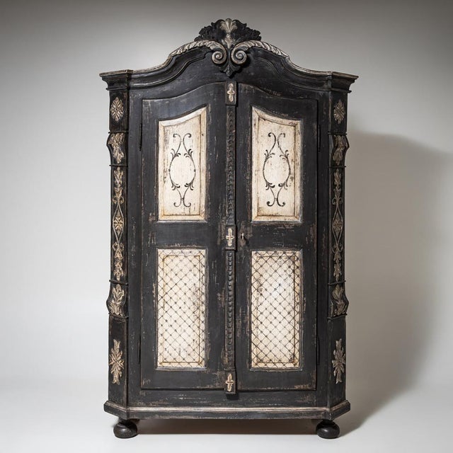 Baroque-Style Hand-Painted Wardrobe, 19th Century For Sale - Image 9 of 9