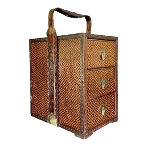 Vintage Boho Woven Rattan Wedding Chest