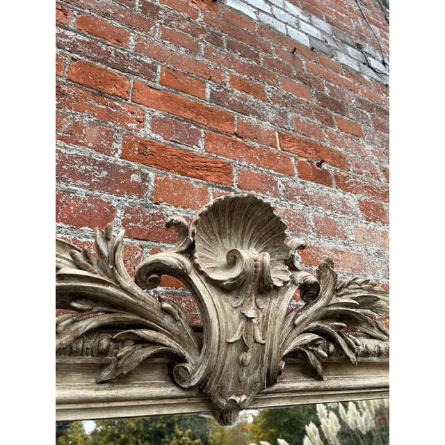 Glass Large Antique 19th Century French Carved Wood & Gesso Mirror For Sale - Image 7 of 8