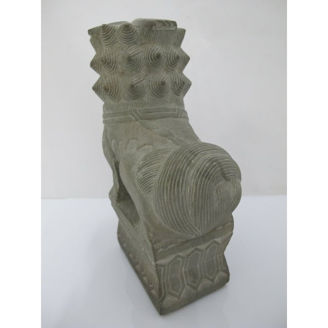 Chinese Chinese Carved Stone Foo Dog Guardian Lion With Rattling Ball Statue For Sale - Image 3 of 10