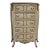 Vintage Tallboy Dresser French Country Off White With Gold Trim Chest of Drawers For Sale