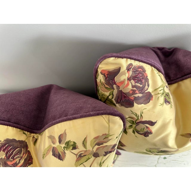 Set of 2 Silk Floral Pillows in Bernard Thorp Fabric For Sale In Indianapolis - Image 6 of 6