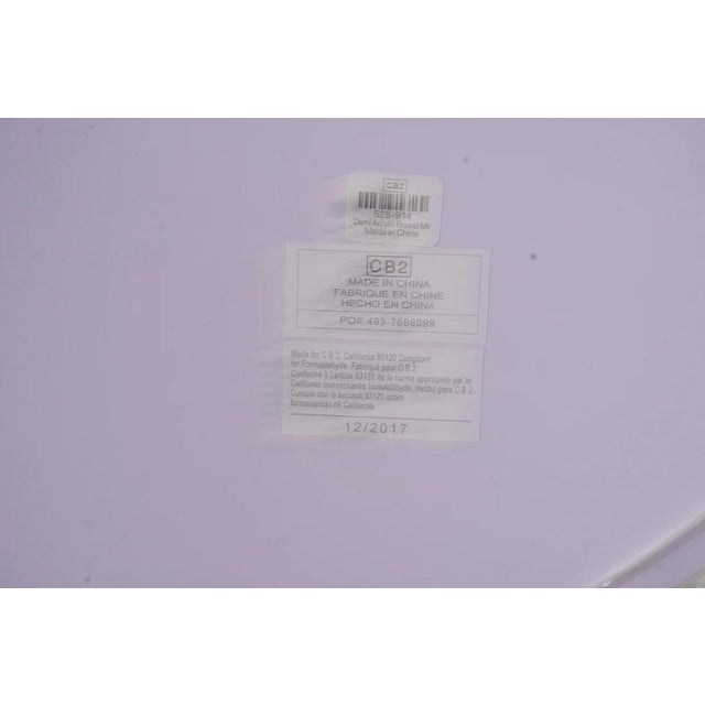 Mid-Century Modern Cb2 Demi Round Acrylic Brass Accents Mirror For Sale - Image 3 of 3
