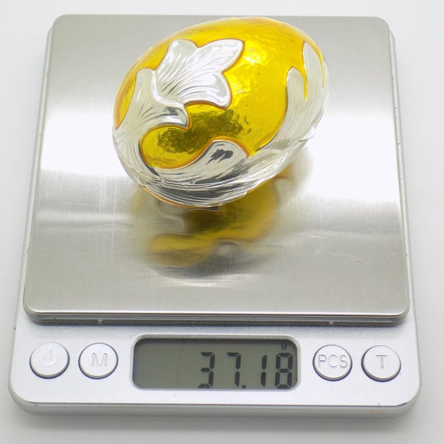 Vintage Italian Handmade Genuine Sterling Silver 925 Florentine Life Size Egg Shaped Box, 1980s For Sale - Image 10 of 13