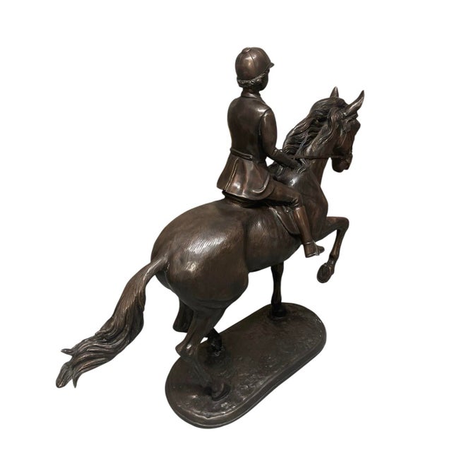 2000 - 2009 Antique-Style Bronze Equestrian Sculpture of a Young Rider For Sale - Image 5 of 9