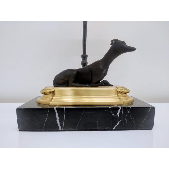 Vintage Neoclassical Chelsea House Grayhound Right Facing Desk Lamp-Marble Base For Sale - Image 11 of 13