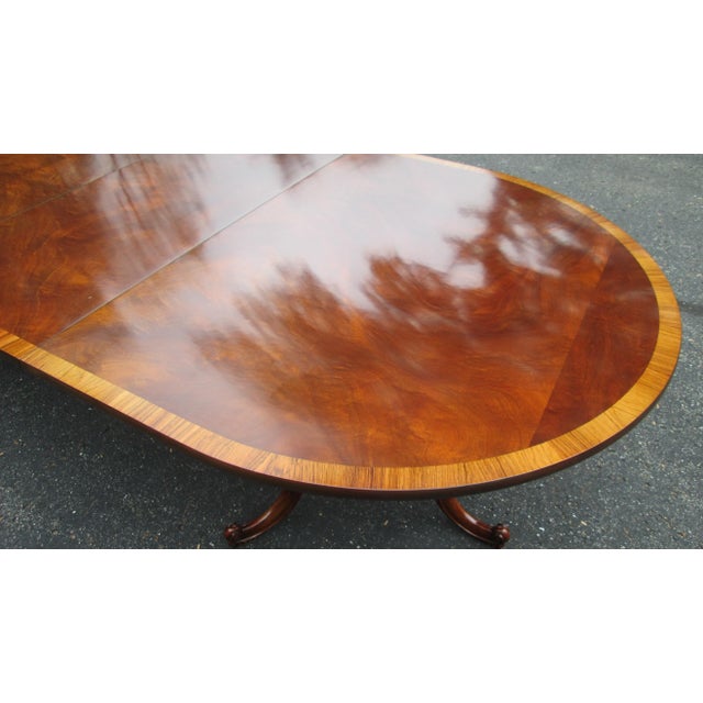 Wood 1940s Highly Figured Mahogany Dining Table Made by Joseph Gerte of Boston For Sale - Image 7 of 11