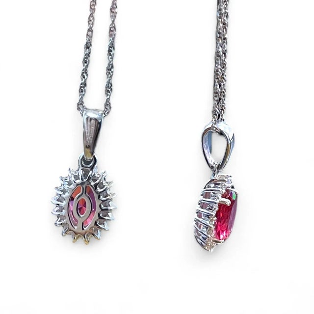 14k White Gold Red Gemstone - 3 Pieces For Sale In New York - Image 6 of 7