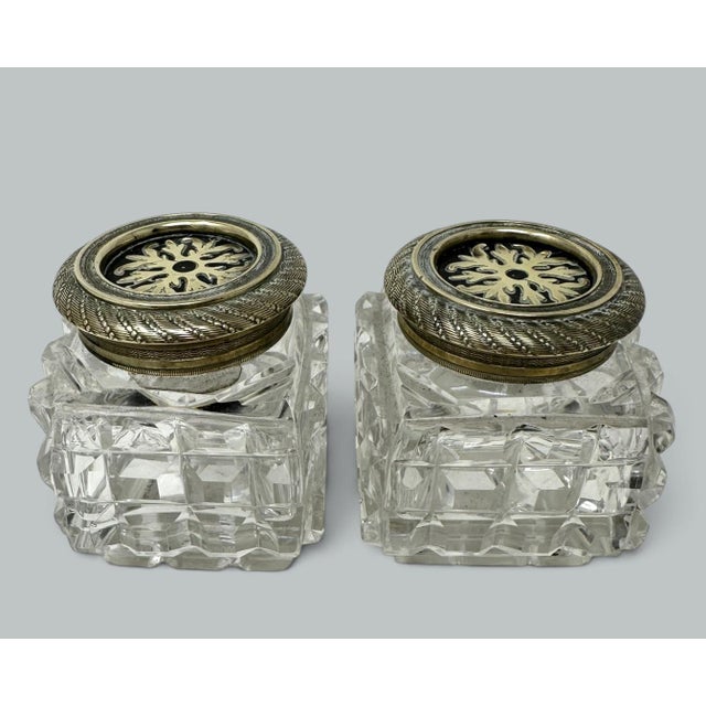 Antique Grand Tour Mahogany Boulle Work Brass Inlaid Desk Set Inkstand Regency For Sale - Image 9 of 10