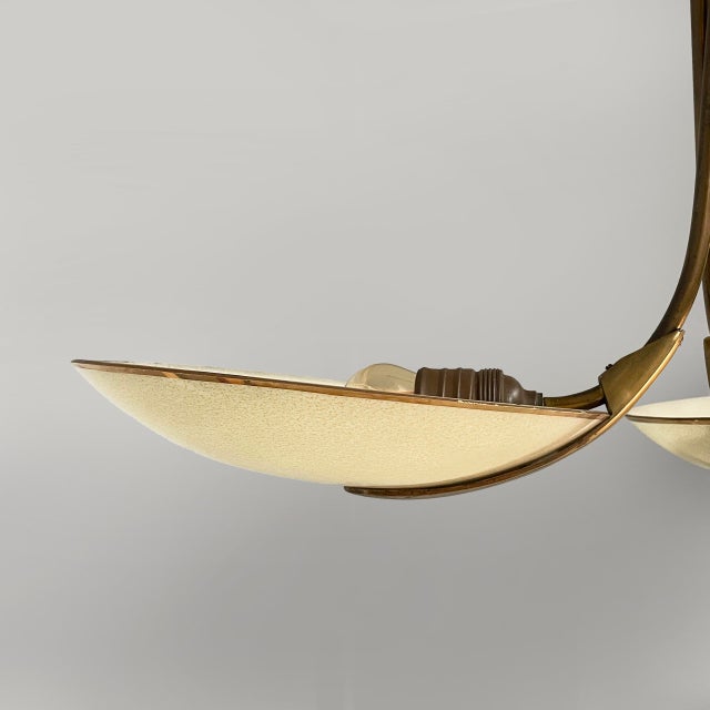 Mid-Century Modern Italian Chandelier in Glass and Brass, 1950s For Sale - Image 6 of 18