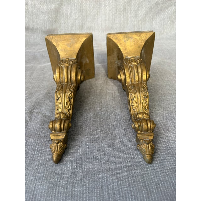 1990s Vintage Gold Resin Candleholder Sconces a Pair For Sale - Image 5 of 17