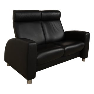 Arion 2-Seater Sofa and Armchair in Black Leather from Stressless, Set of 2 For Sale