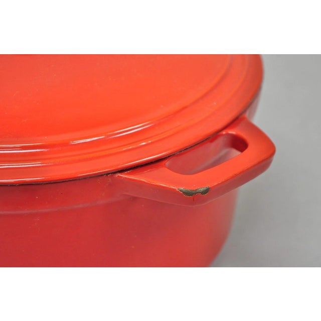 Late 20th Century Martha Stewart Collection Red Cast Iron Dutch Oven Covered Pot For Sale - Image 9 of 11