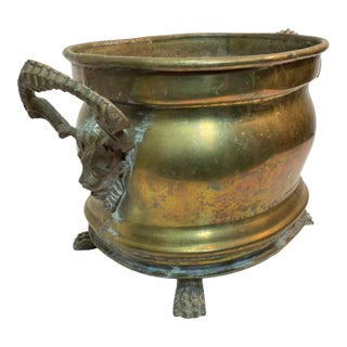 Brass Lions Head & Claw Feet Jardinière Planter For Sale