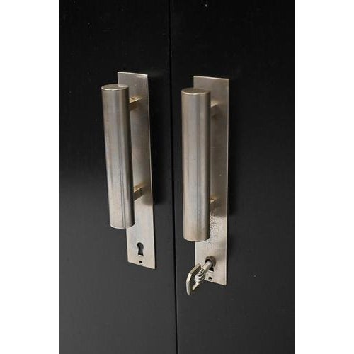 Metal Art Deco Cabinet with Nickel Plated Handles For Sale - Image 7 of 13