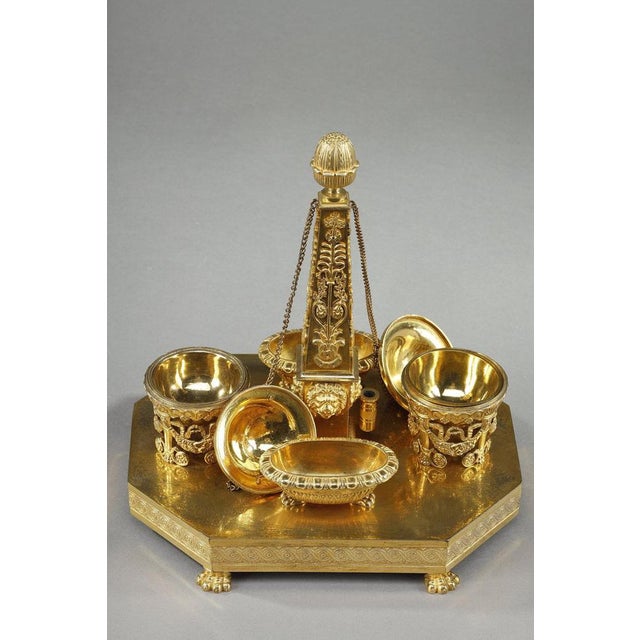 Early 19th Century Empire Period Gilt Bronze Obelisk Inkwell, 1810 For Sale - Image 5 of 18
