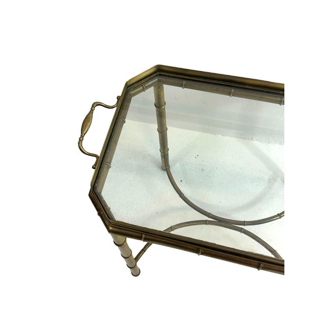 Mid 20th Century Brass Hollywood Regency Faux Bamboo Tray Table For Sale - Image 13 of 14