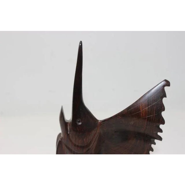 1960s Rosewood Carved Sailfish Figure For Sale - Image 4 of 13