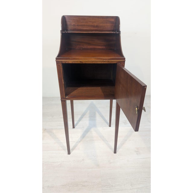 Antique Georgian Bedside Table in Mahogany with Marquetry For Sale - Image 10 of 18